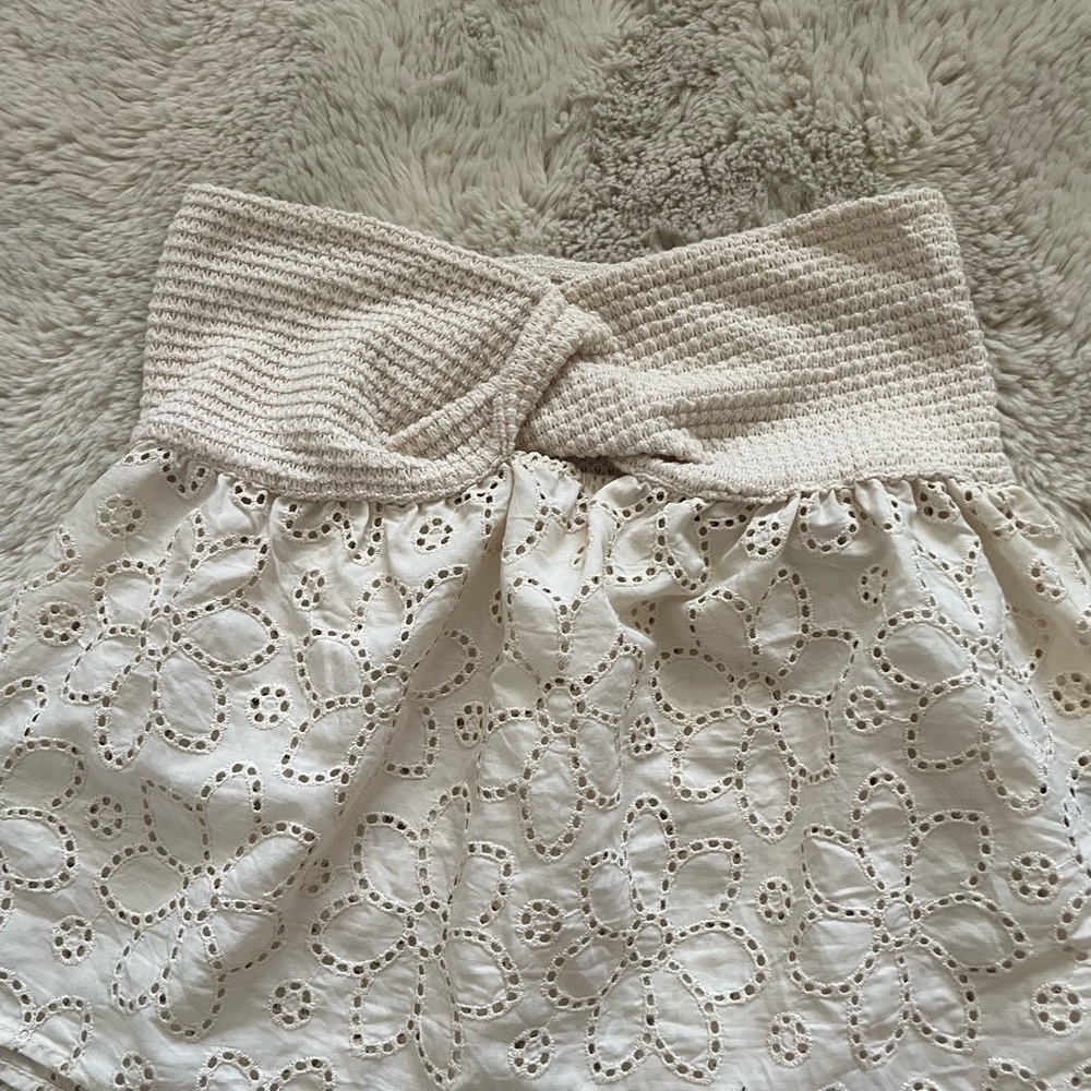 Cream floral tube top